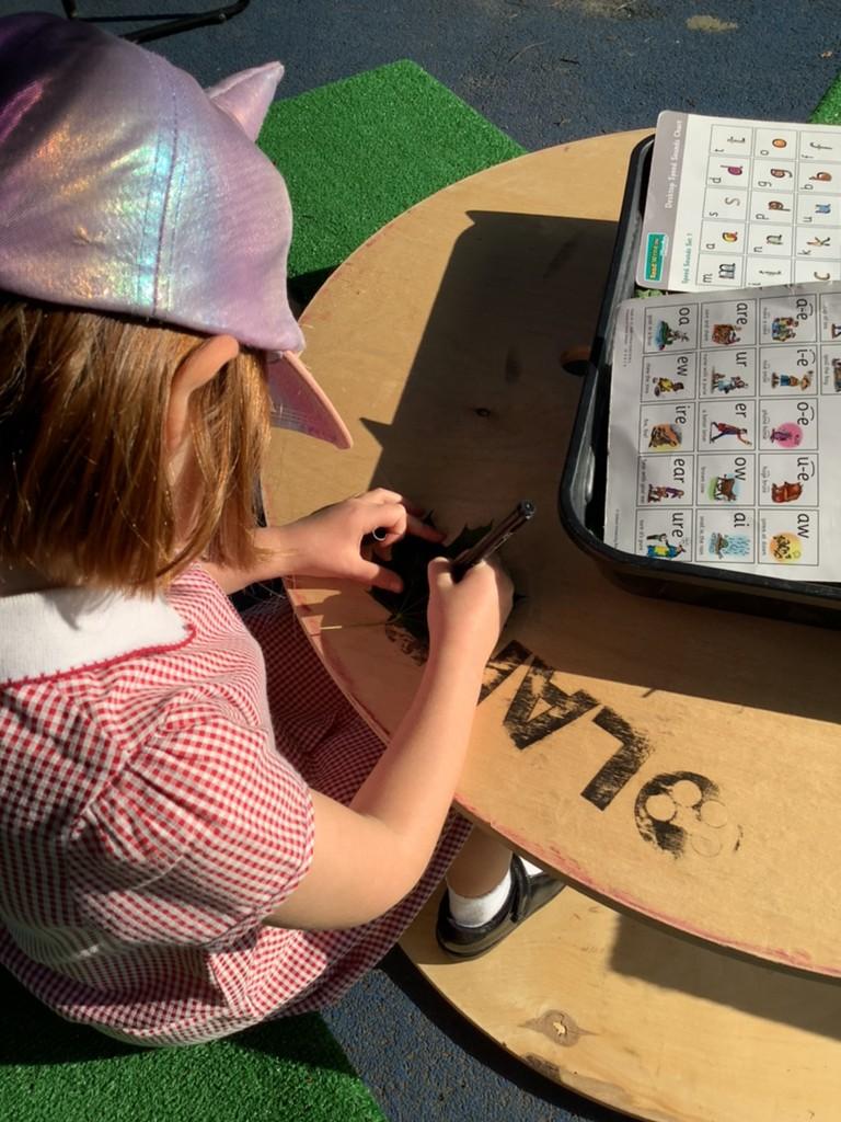 name writing on a leaf